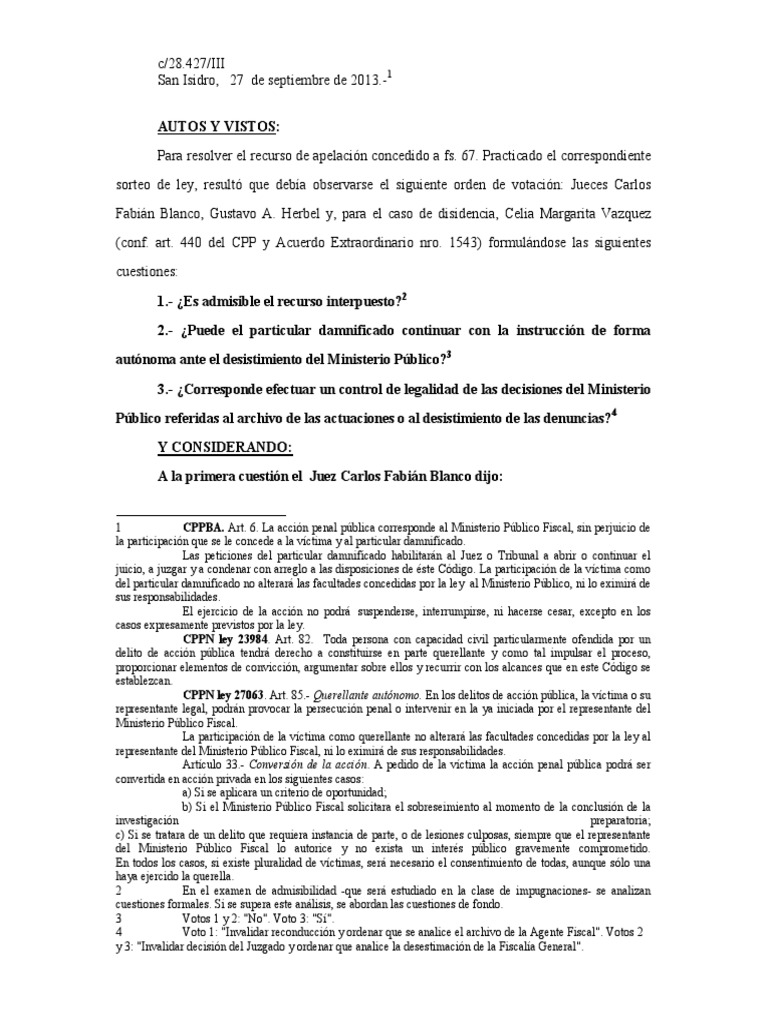 Fallo Particular Dammnificado No Se Permite Su Autonomía en La IPP PDF |  PDF | Derecho penal | Ley procesal