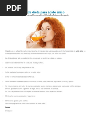 Que Comer Para Bajar El Acido Urico En El Cuerpo Pdf Ensalada Panes