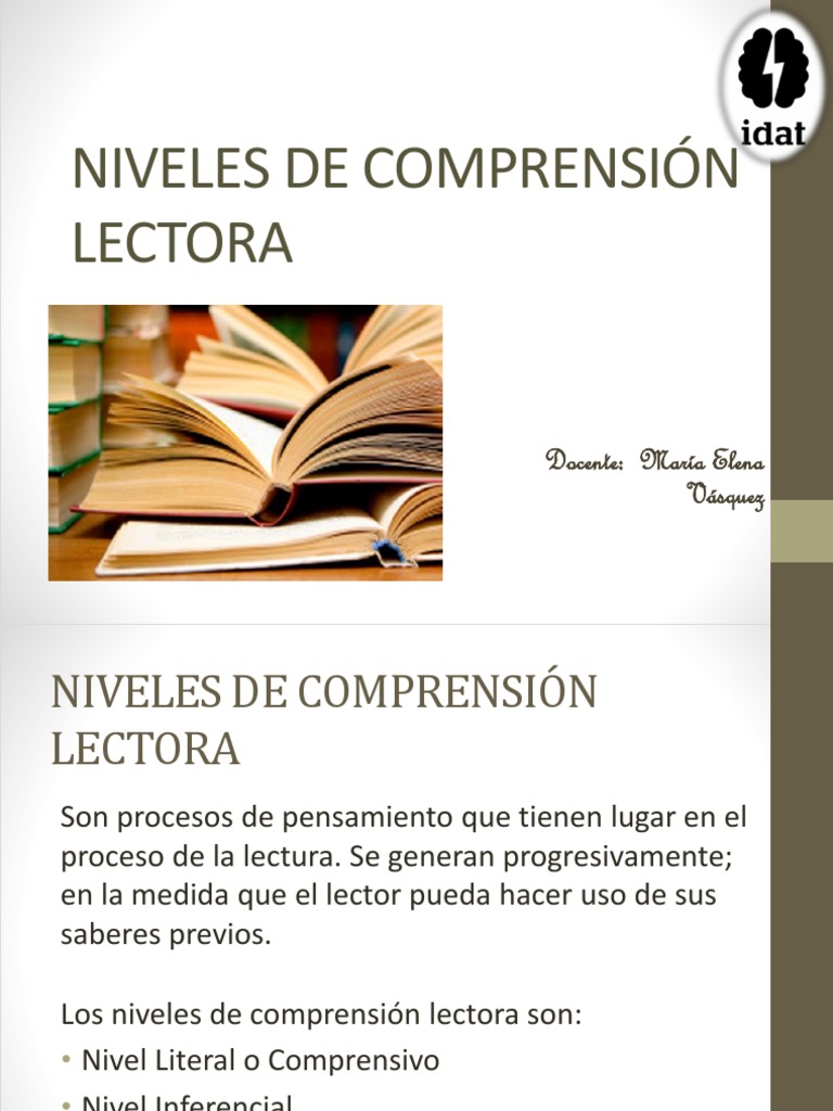 Niveles de Comprensión Lectora | PDF | Comprensión lectora | Lectura ...