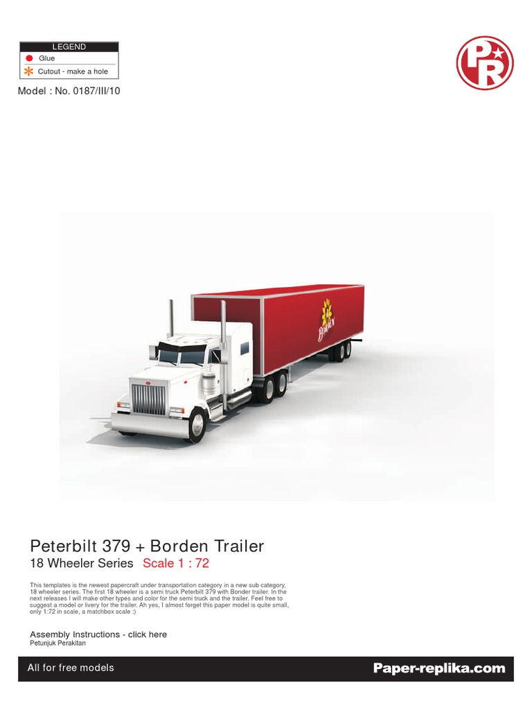 Peterbilt 379 Papercraft Model | PDF | Semi Trailer Truck | Scale Modeling