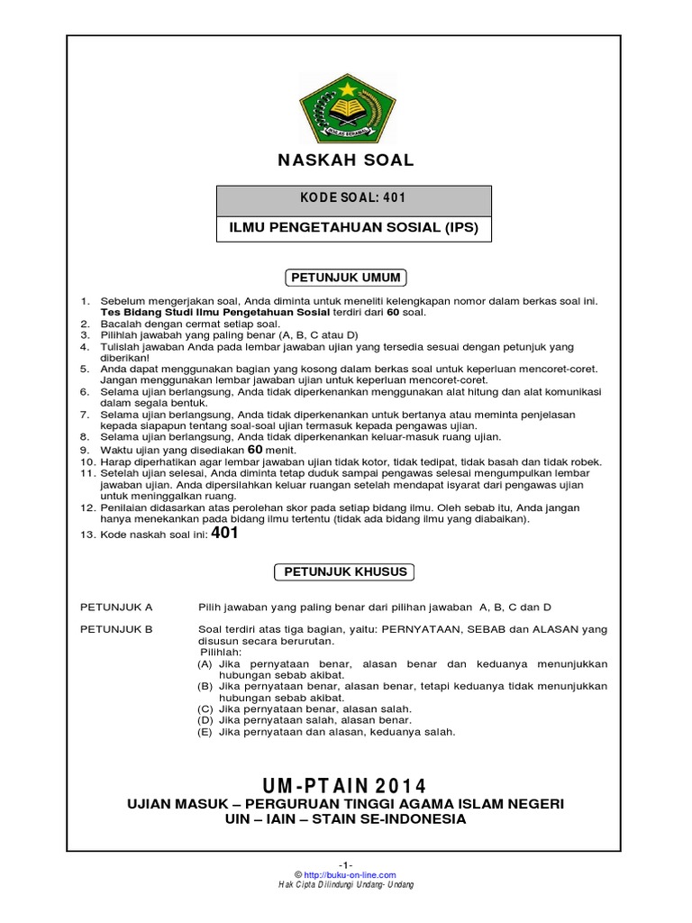2014 Soal Um Ptkin Ips