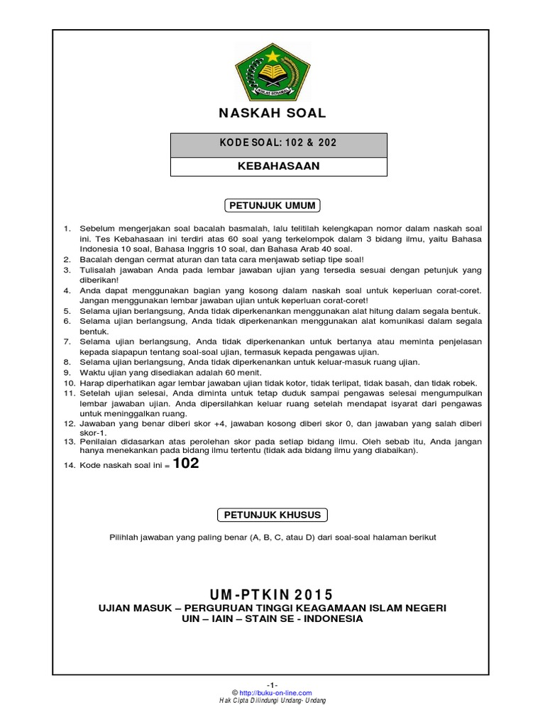 2015 Soal Um Ptkin Kebahasaan