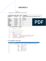 Database Tables Assignment