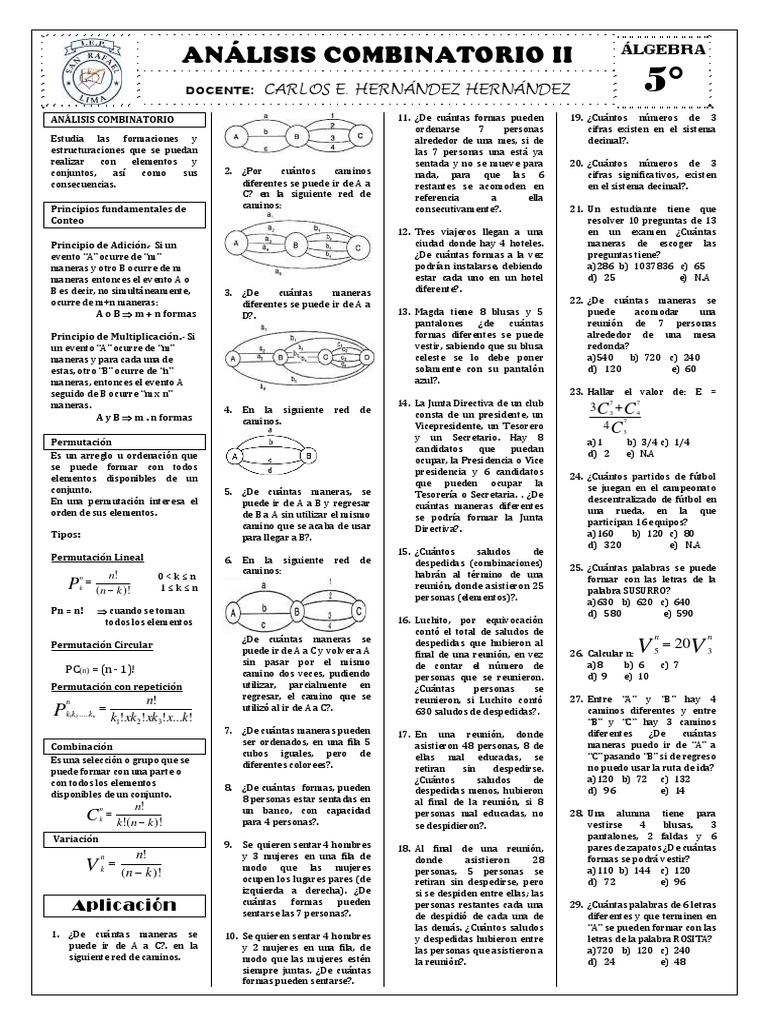 Análisis Combinatorio 2 PDF | PDF | Métodos y materiales de enseñanza