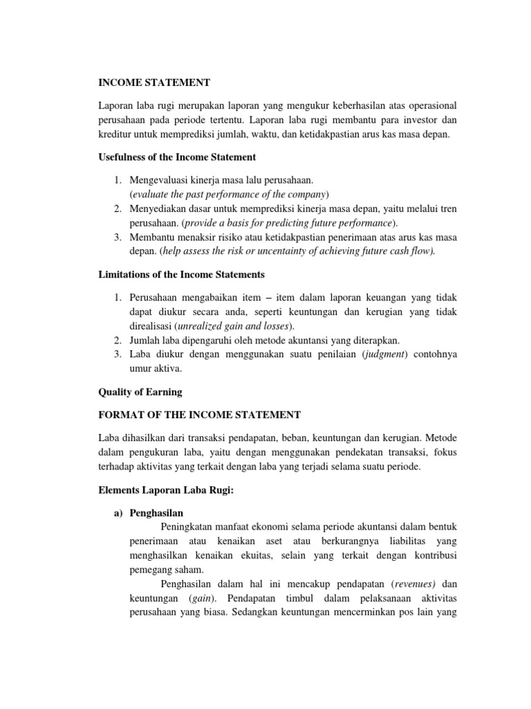 Income Statement and Related Information | PDF | Bisnis | Pengelolaan ...