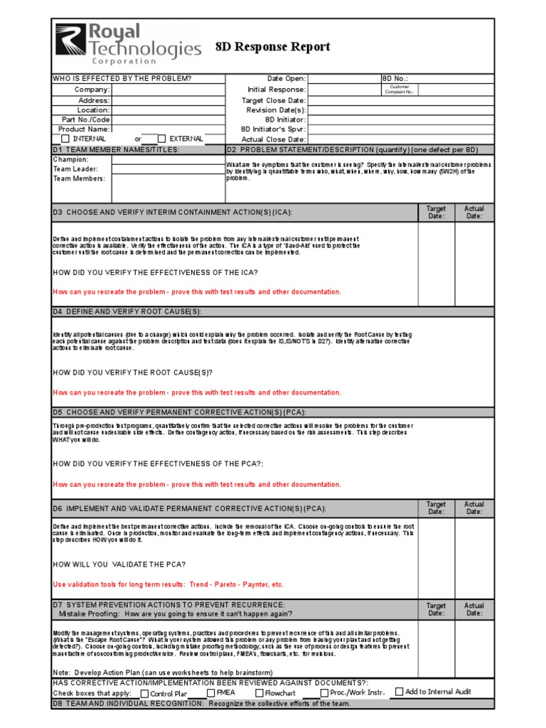 22D Report Format  PDF  Business  Computing And Information For 8D Report Format Template