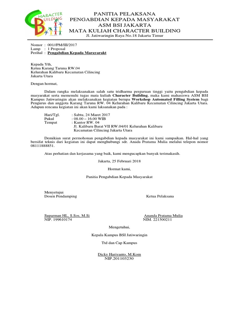 Surat Permohonan Pm Bsi Kt