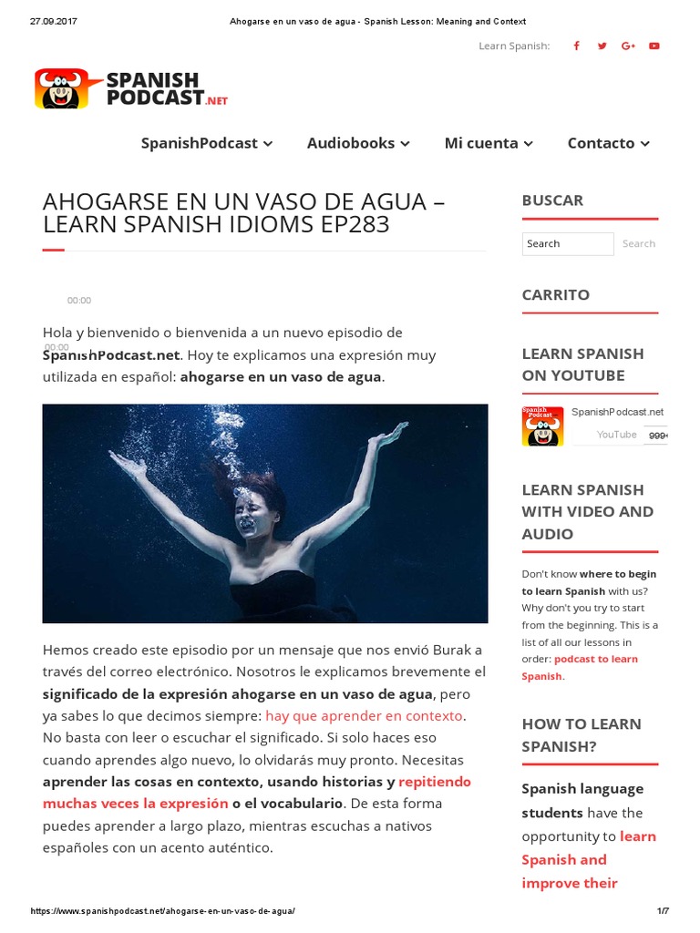Ahogarse en Un Vaso de Agua Spanish Lesson Meaning and Context