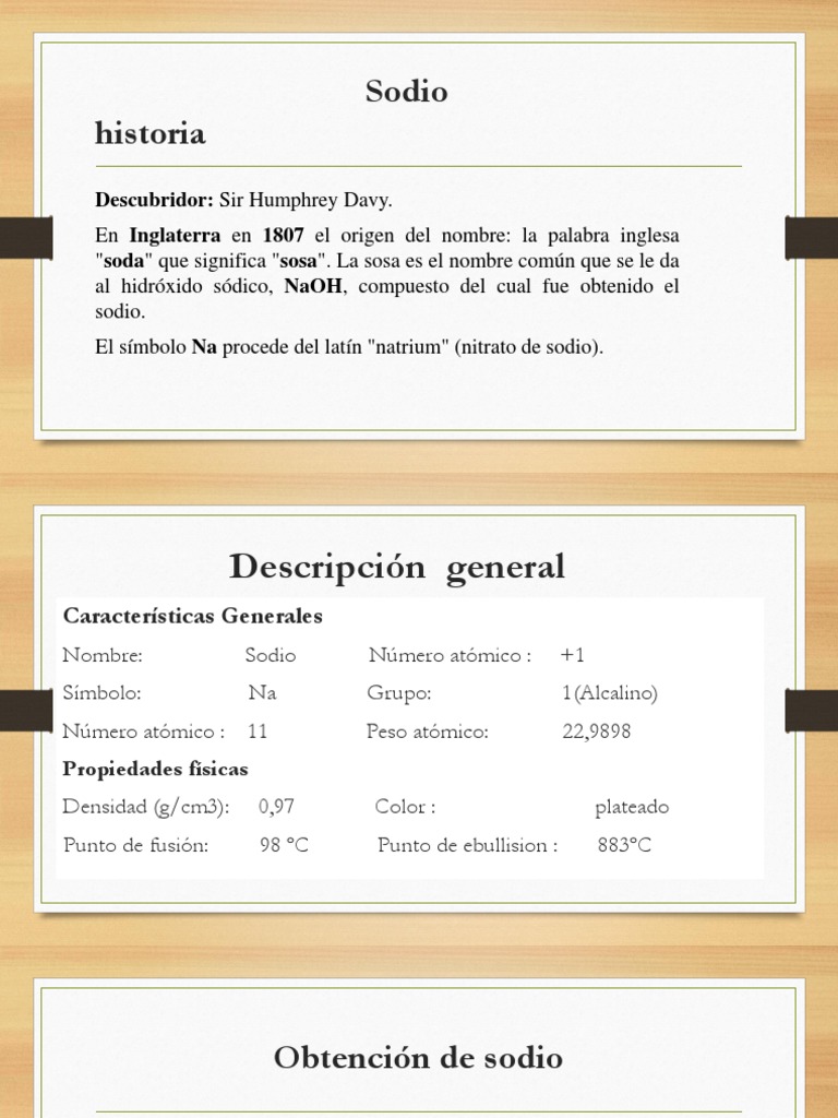 Origen y propiedades del sodio | PDF | Sodio | Cloruro de sodio