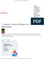 Literary Criticism of Harper Lee's To Kill A Mockingbird