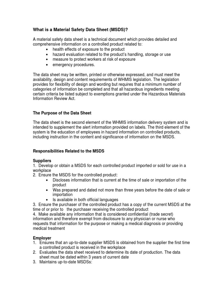 Understanding Material Safety Data Sheets | PDF | Safety | Chemistry