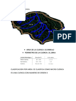 Area de La Cuenca: 53.998Km2 Perimetro de La Cuenca: 31.39Km