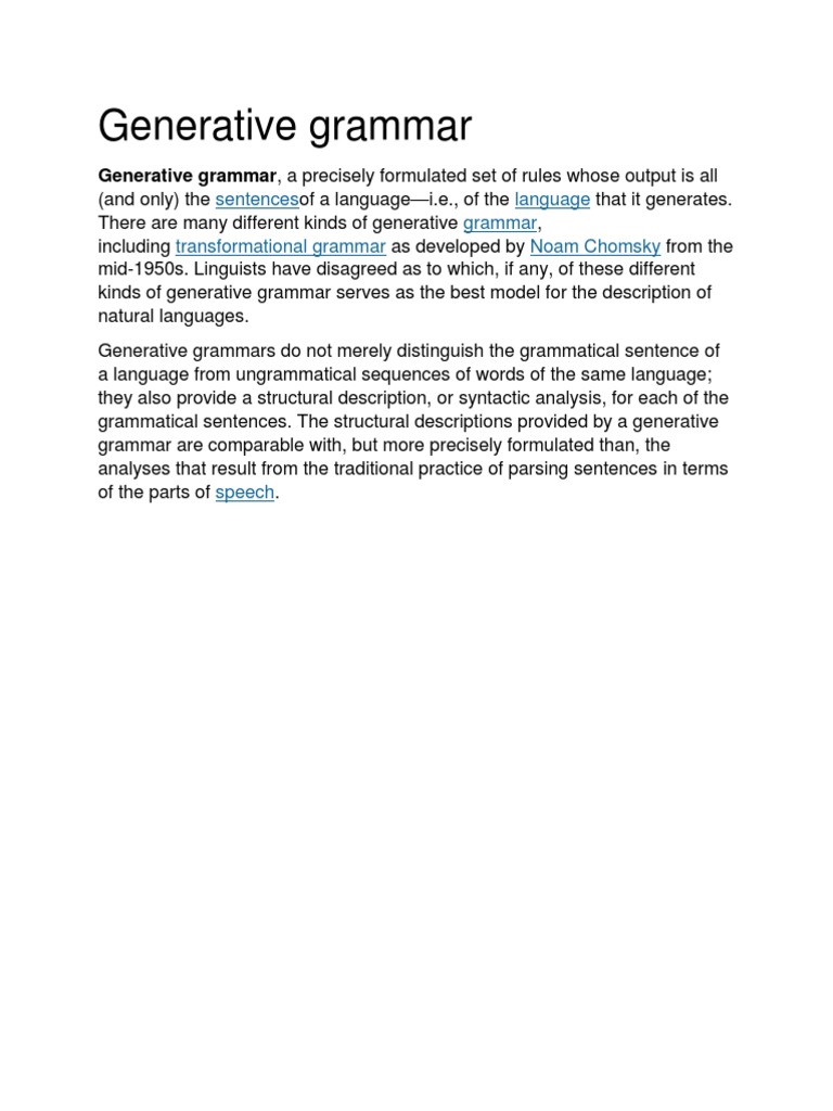 Overview of Generative Grammar | PDF | General Fiction