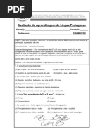 Avaliação de Portugues 3ano 3bimestre