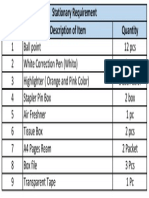 Office stationary list