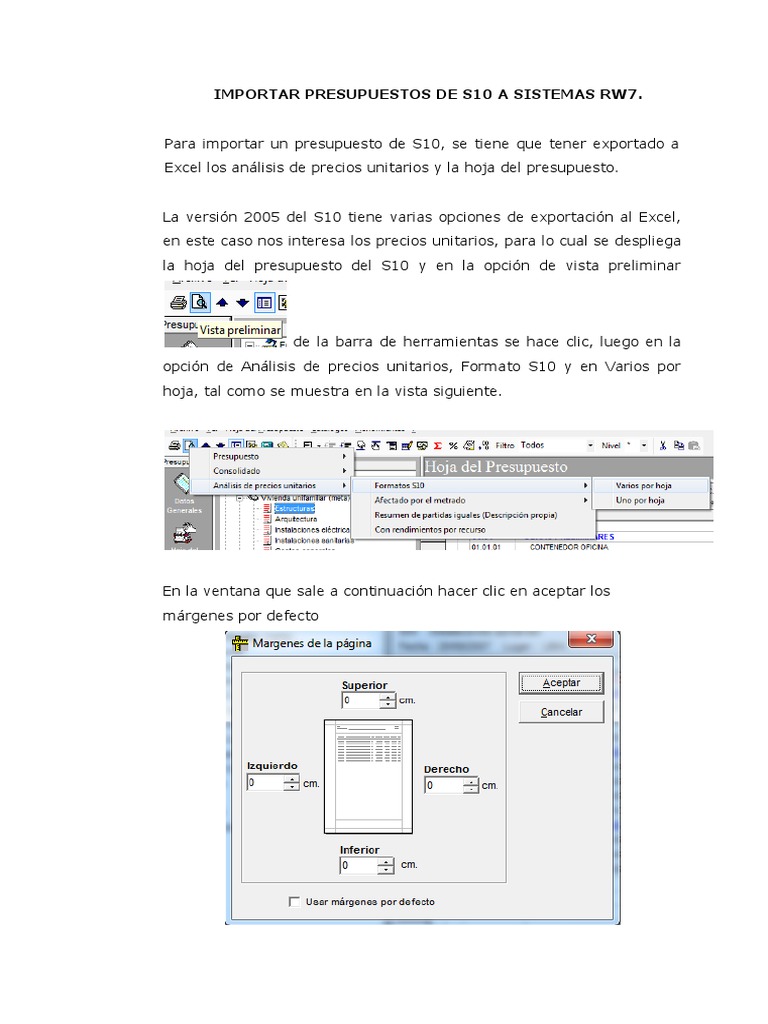 Guia para Importar Presupuestos de S10 A SRW7 | PDF | Microsoft Excel ...