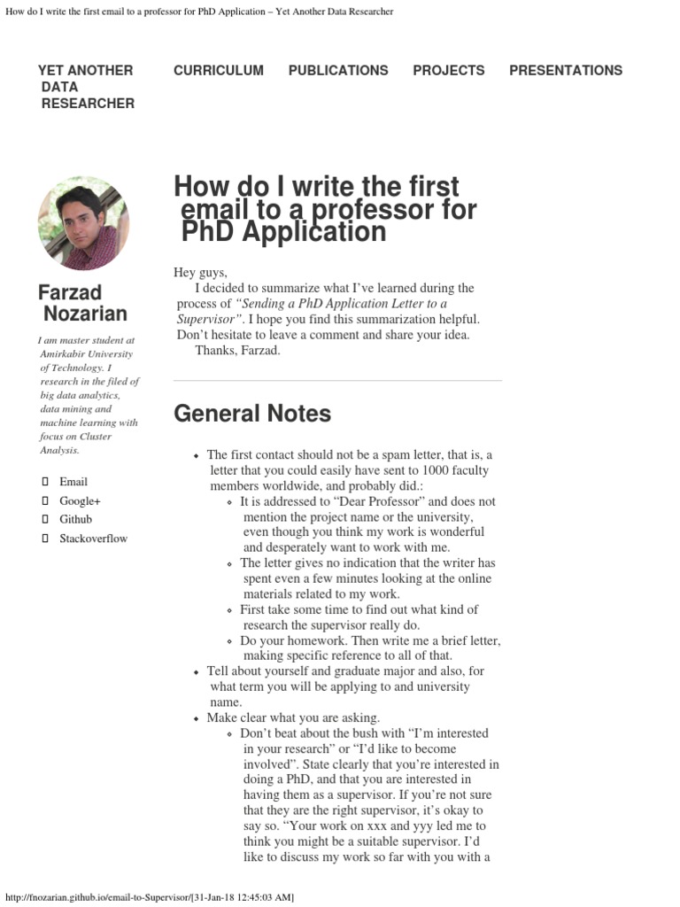 How Do I Write The First Email To A Professor For Phd Application Yet Another Pdf Doctor Of Philosophy Doctorate