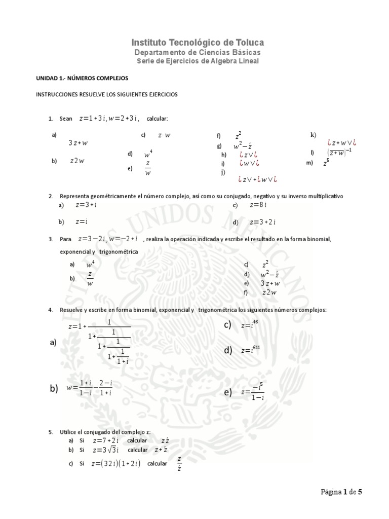 Tema 1 Numeros Complejos Numero Complejo Matematicas Elementales