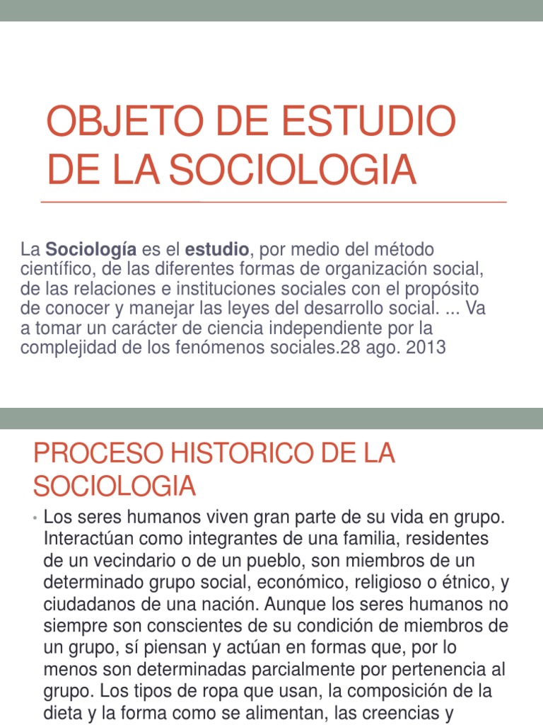 Objeto de Estudio de La Sociologia Importancia Evolucion