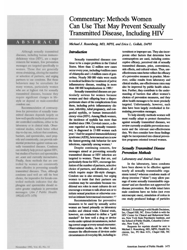 Women's STD Prevention Methods | PDF | Condom | Sexually Transmitted ...