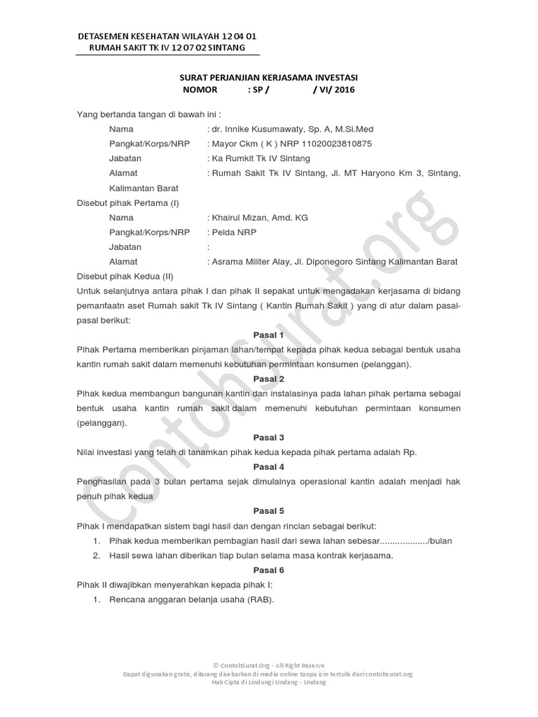Surat Perjanjian Kerja Pdf