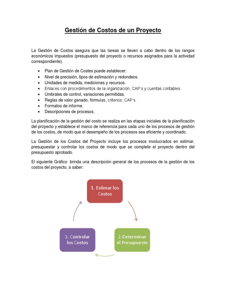 Gestión de Costos en Proyectos | PDF | Presupuesto | Planificación