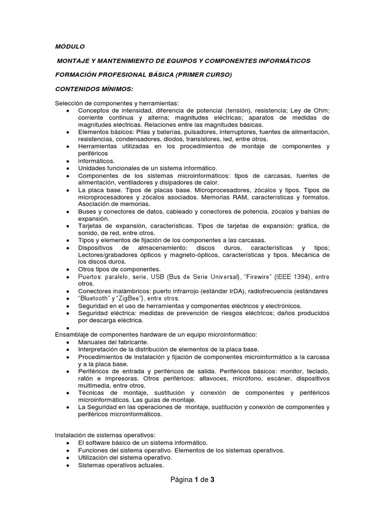 Mc Montaje Y Mantenimiento De Sistemas Y Componentes Informáticos Fpb