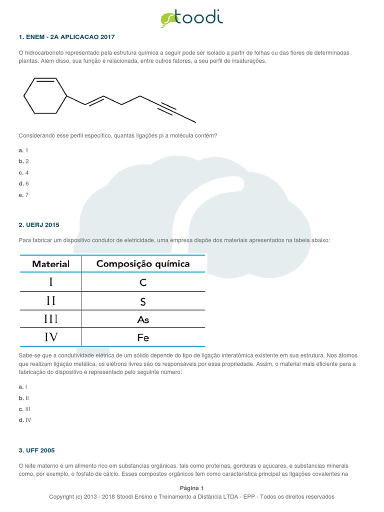 Exercícios de Ligações Químicas | PDF | Ligação iônica | Ligação química
