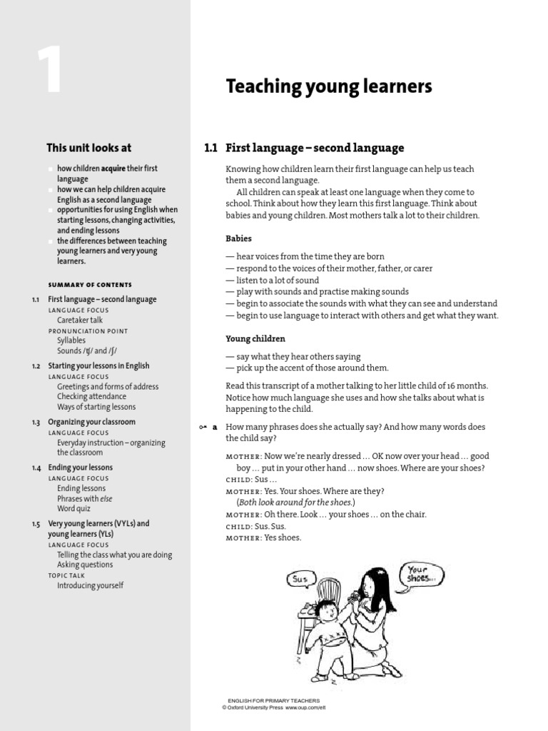 Teaching Young Learners: This Unit Looks at 1.1 First Language - Second ...