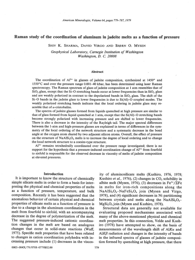 Synthesis Jadeite Glass PDF Raman Spectroscopy Glasses