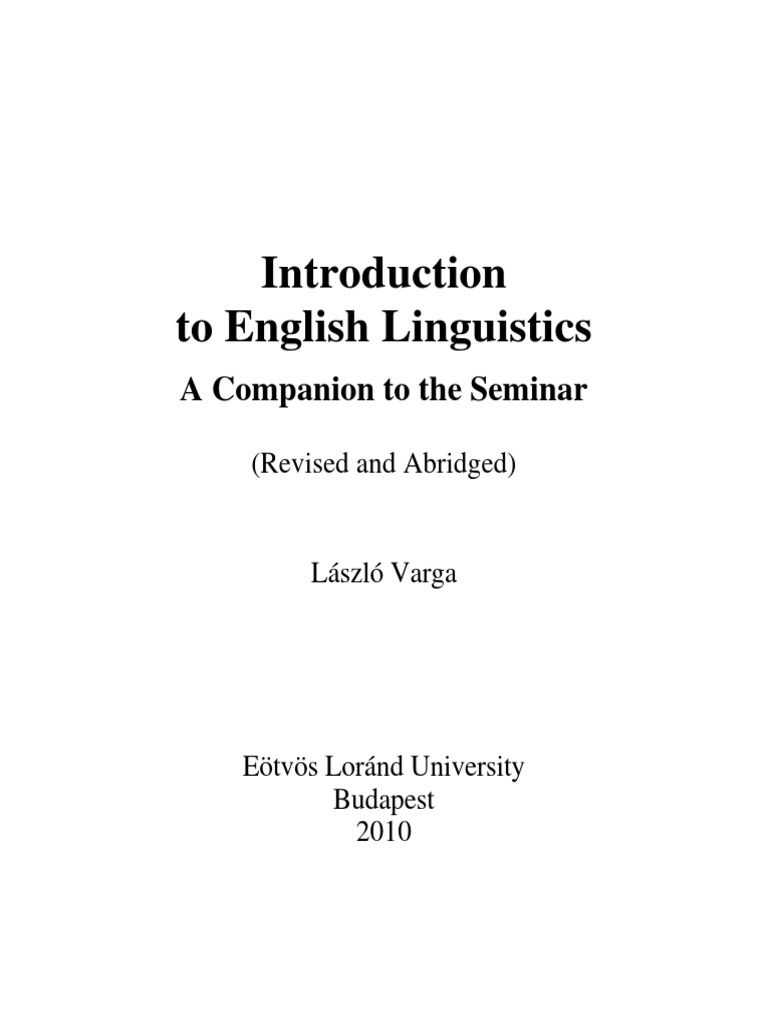 Introduction To English Language & Linguistics-2 | PDF