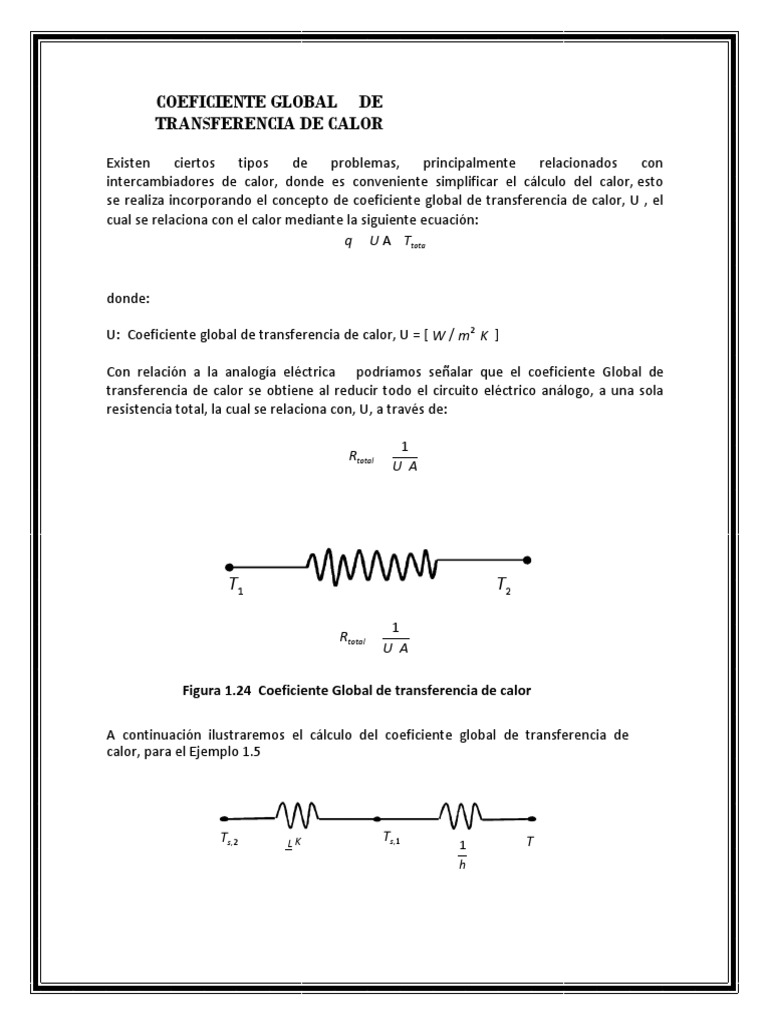 Coeficiente Global de Transferencia de Calor Conduccion termica Calor