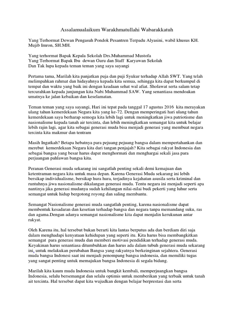 Teks Pidato 17 Agustus Terbaik Kumpulan Referensi Teks Pidato