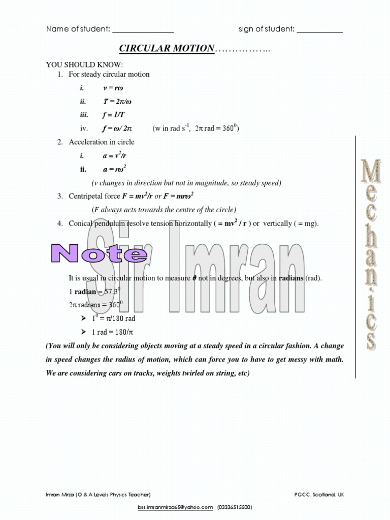 Circular Motion | Download Free PDF | Speed | Oscillation