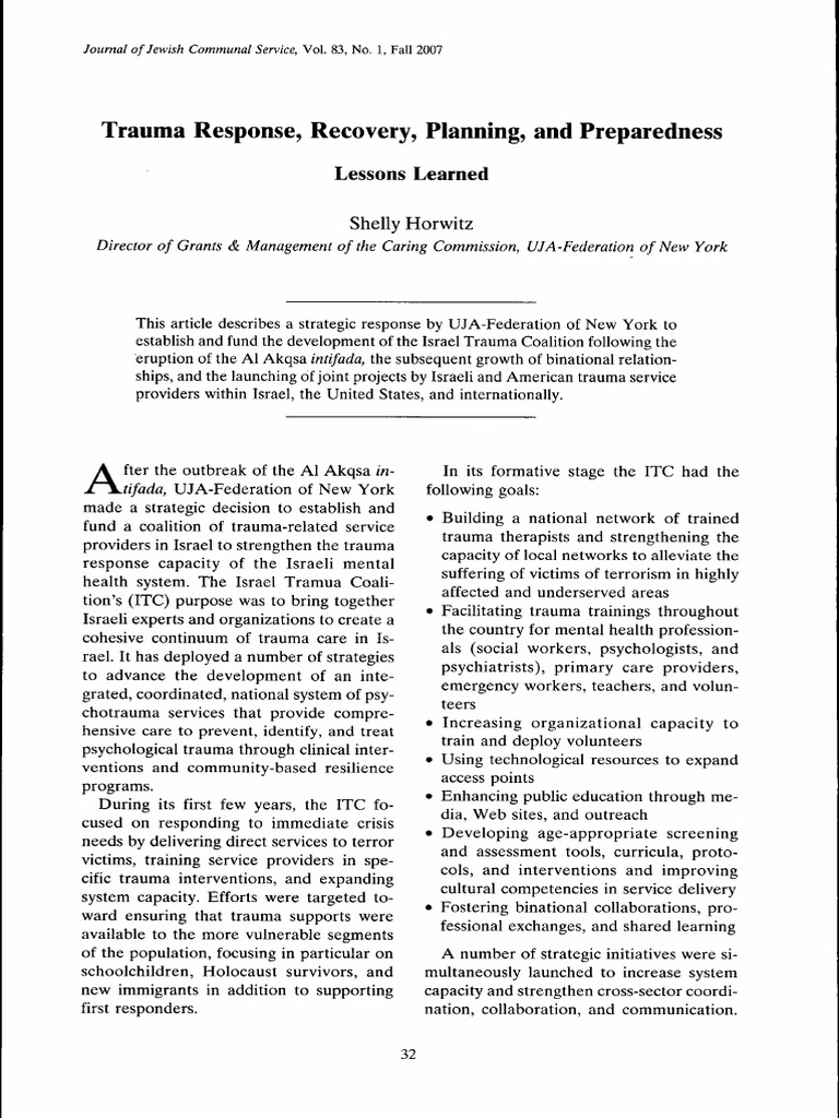 Trauma Response, Recovery, Planning, and Preparedness Lessons Learned(02)