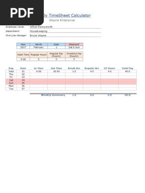 TimeSheet Calculator