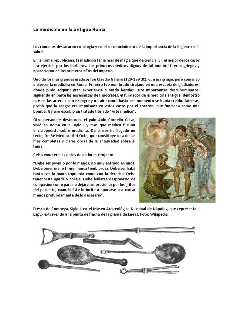 Salud Y Medicina En La Antigua Roma