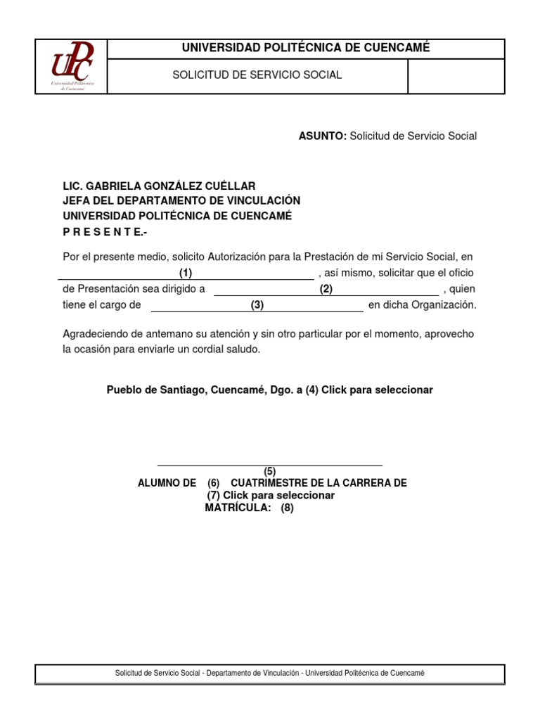 Solicitud de Servicio Social