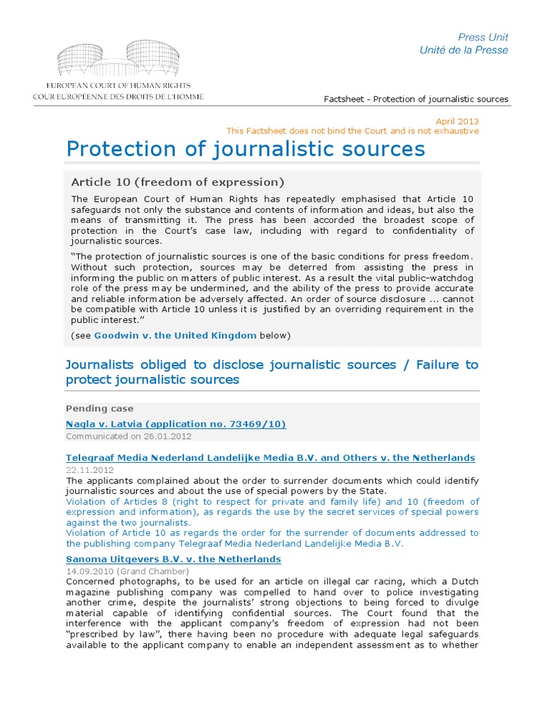 Confidentiality of Sources | PDF | Search And Seizure | Criminal Law