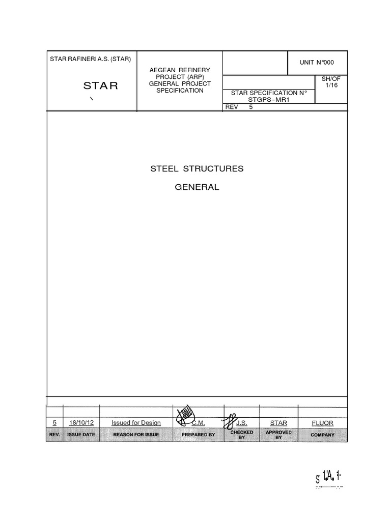 Aegean Refinery Project Steel Specs | PDF | Structural Steel | Screw