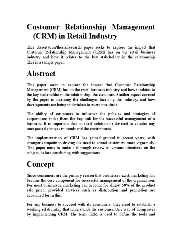 CRM Strategies in Retail Industry | PDF | Customer Relationship ...