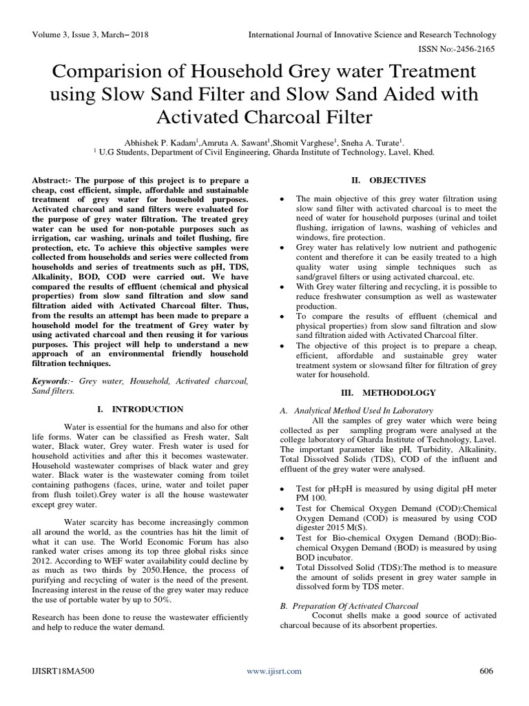 Comparision of Household Grey Water Treatment Using Slow Sand Filter