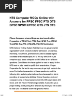 Nts Computer Mcqs Online With Answers For PPSC FPSC Pts Ots BPSC SPSC KPPSC Gts Jts Cts