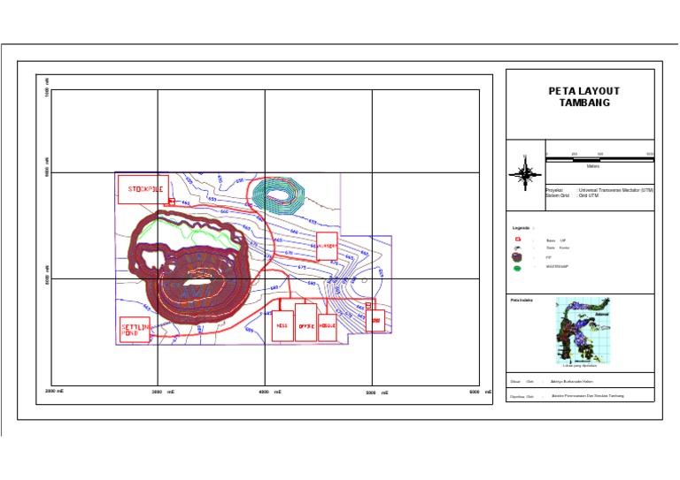 Peta Layout Tambang UTM dan Kontur | PDF