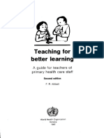 Abbatt, Teaching For Better Learning-A Guide For Teachers of Primary Health Care Staff (2nd Ed)