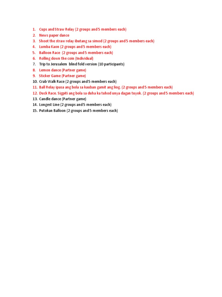 Fun Pinoy Games for Parties | PDF