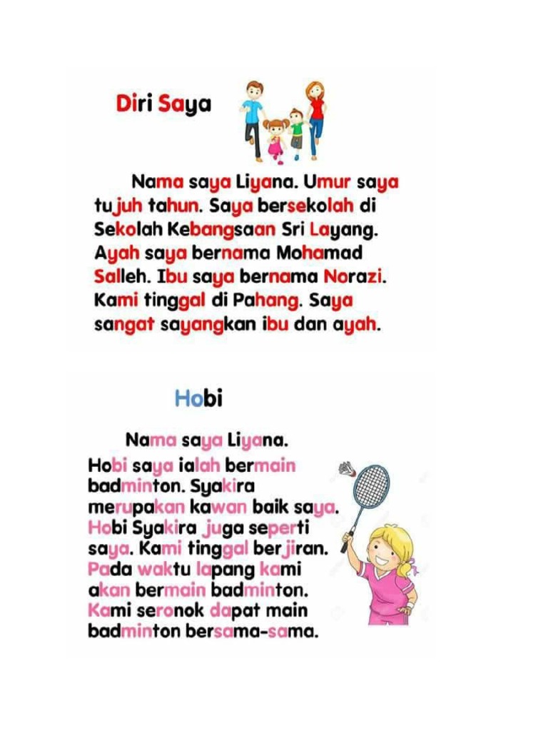 Bahan Bacaan Tahun 2 Suku Kata Berwarna 2018 Pdf