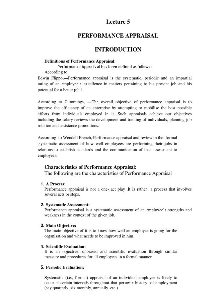 Lecture 5performance Appraisalpdf Performance Appraisal - 