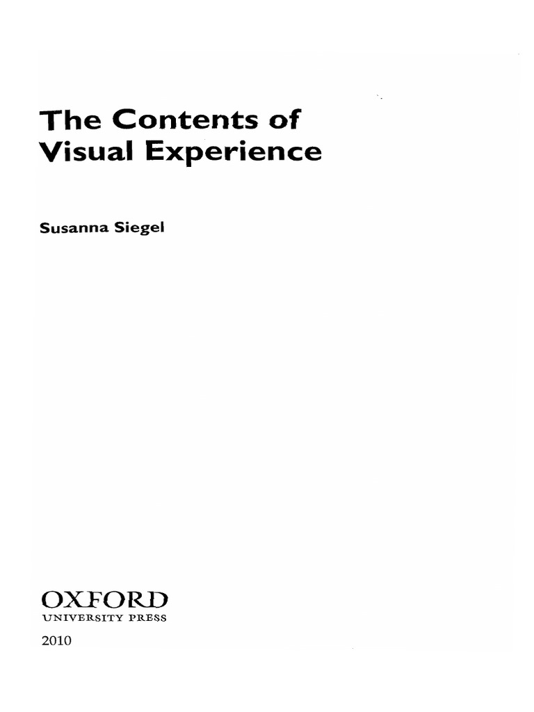 Siegel - The Contents of Visual Experience PDF | PDF | Perception ...