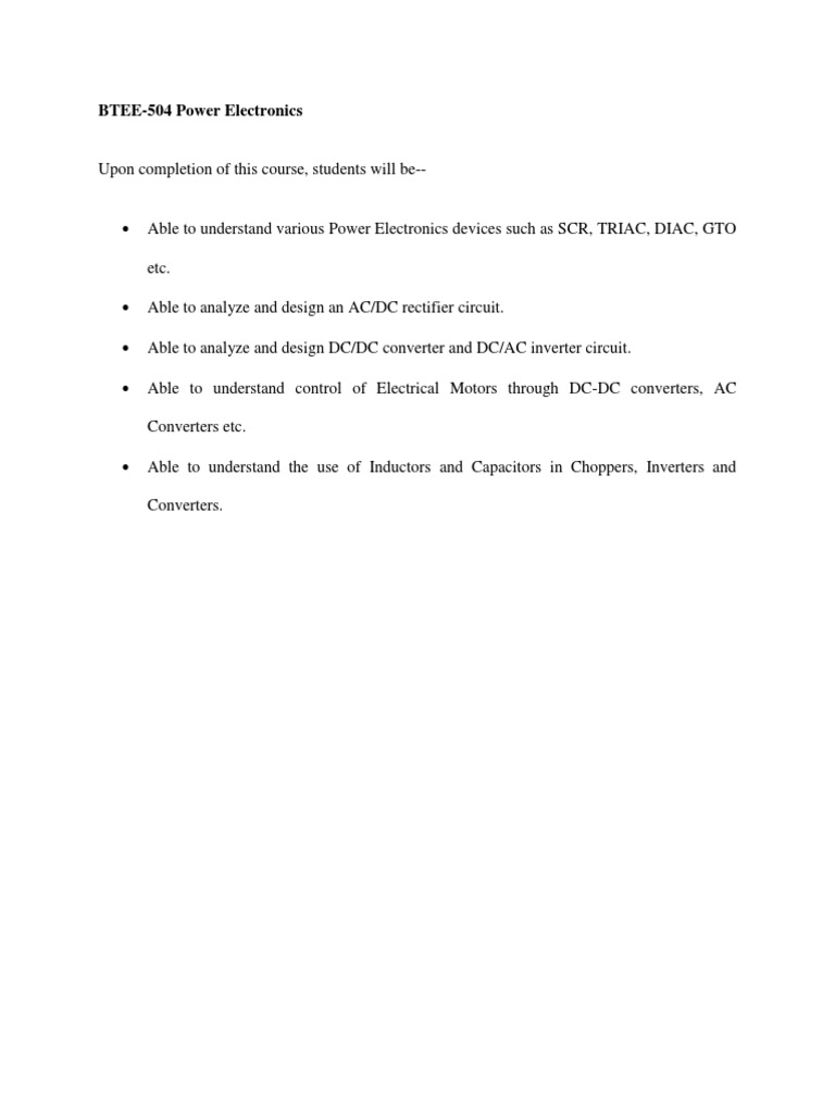 Power Electronics Course | PDF